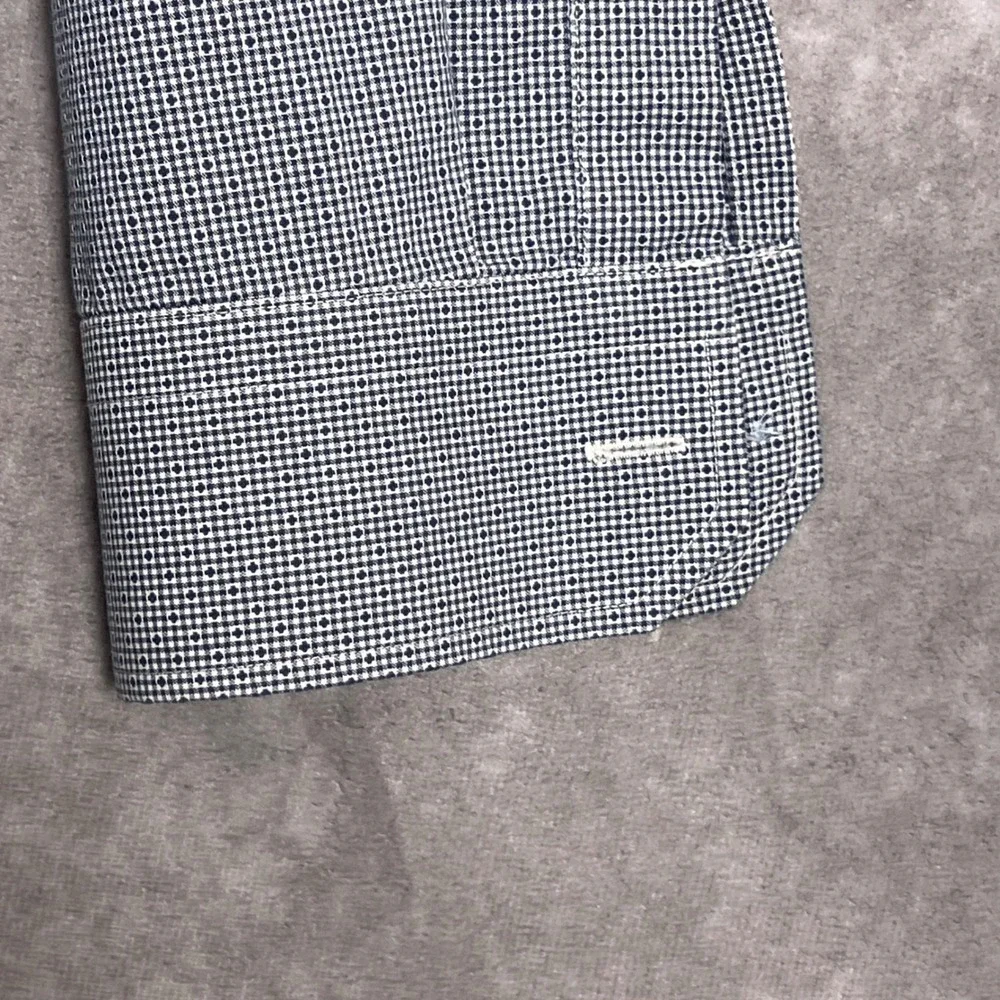 Banana Republic Button Down Mens Large Blue Grant Fit Non-Iron Stretch Geometric